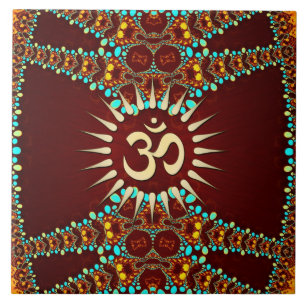 Bohemain Jewel Om Symbol  Ceramic Tile