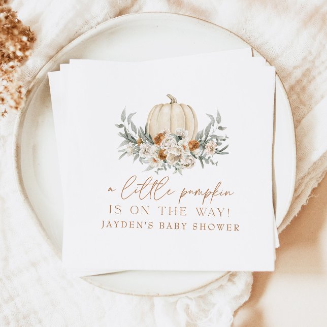BOHEME Terracotta Floral Pumpkin Baby Shower Napkin (Creator Uploaded)