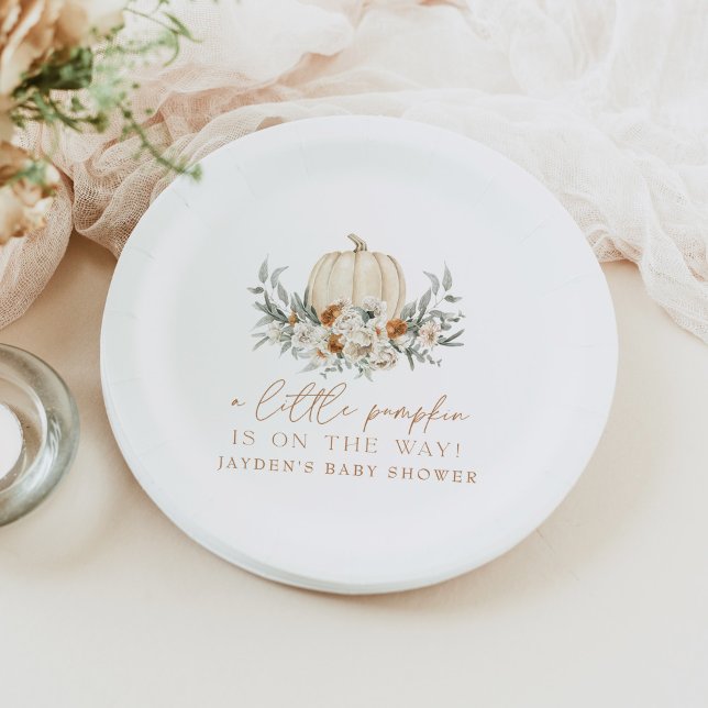 BOHEME Terracotta Floral Pumpkin Baby Shower Paper Plate (Creator Uploaded)