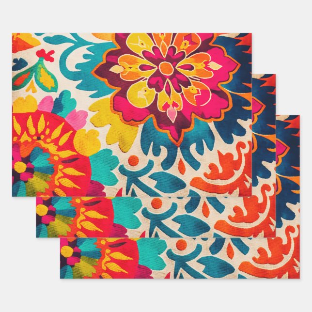 BOHEMIA 3 sheets of beautiful boho-style giftwrap (Set)