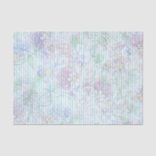 Bohemia pastel pink lavender teal floral stripes tissue paper