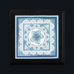 Bohemia turquoise Hibiscus Gift Box<br><div class="desc">Hibiscus is one of the most beautiful flowers. My inspiration here, with this flower, is a romantic bohemian design with different fabric textures (graphic effect): white lace, satin ribbon and striped velvet. (Here in turquoise, this pattern also exists in deep blue in another of my collections). For a floral, vintage...</div>