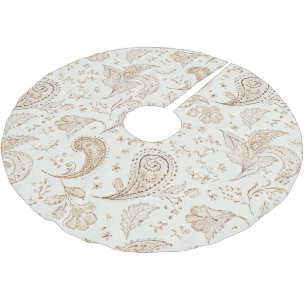 Bohemiam Boho Cream White Christmas Brushed Polyester Tree Skirt