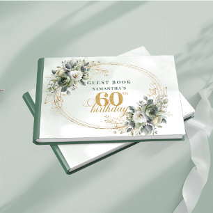 Bohemian 80th Birthday Greenery Gold Party Guest Book