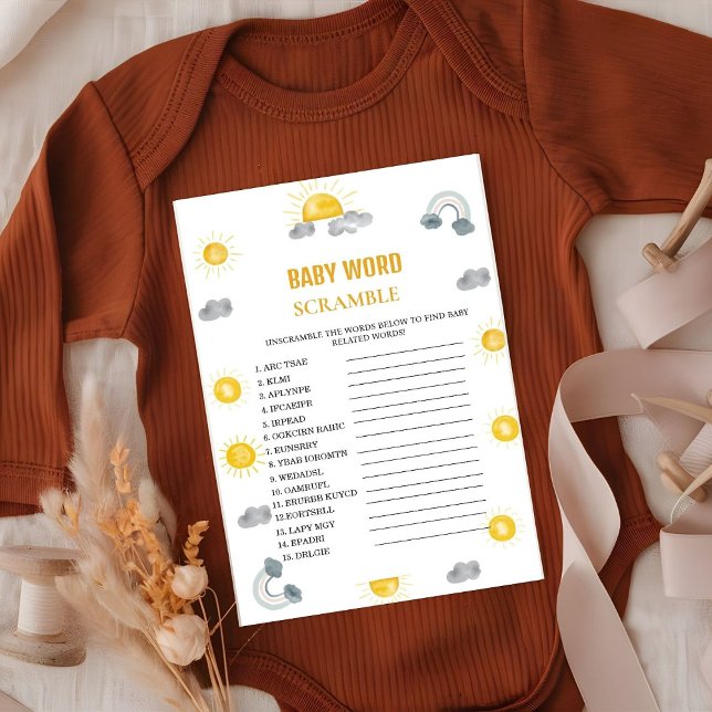 Bohemian a little sunshine  baby shower game card (Creator Uploaded)