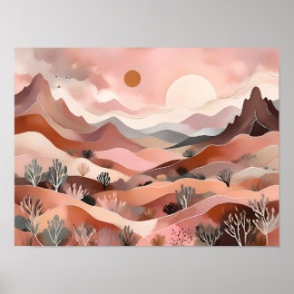 Bohemian Abstract Desert Dunes – Dreamy Landscape Poster
