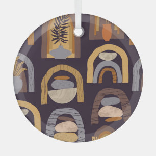 Bohemian Abstract: Minimalist Vintage Charm. Glass Tree Decoration