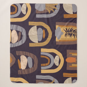 Bohemian Abstract: Minimalist Vintage Charm. Sherpa Blanket