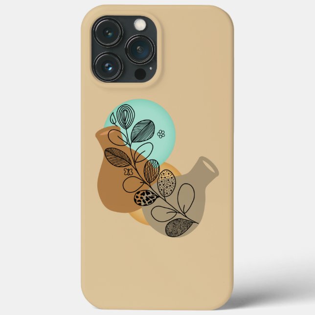 BOHEMIAN ABSTRACT MINIMALIST WITH BLACK LEAF Case-Mate iPhone CASE (Back)