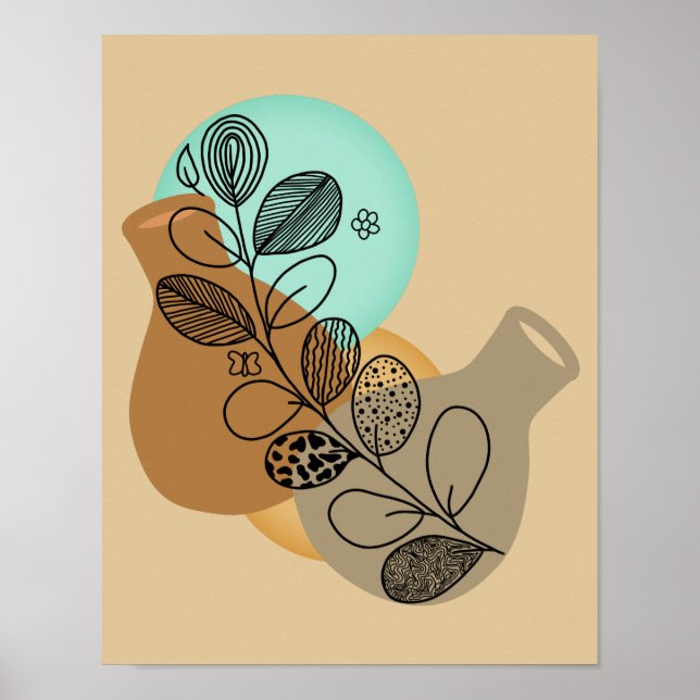 BOHEMIAN ABSTRACT MINIMALIST WITH BLACK LEAF POSTER (Front)