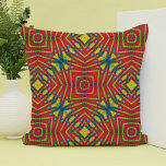 Bohemian Abstract Red & Ochre Floral Ethnic Tribal Cushion<br><div class="desc">This colourful,  welcoming tribal inspired print will add a nice warm and authentic touch to your home.</div>