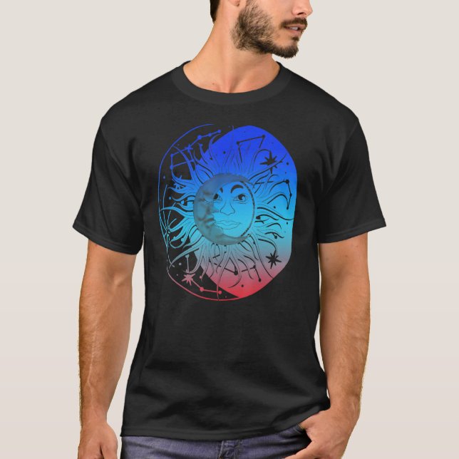 Bohemian Aesthetic Crescent Moon Astronomy Sun Ast T-Shirt (Front)