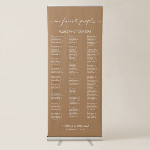 Bohemian Alphabetical Large Wedding Seating Chart Retractable Banner