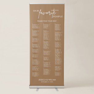 Bohemian Alphabetical Large Wedding Seating Chart Retractable Banner