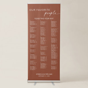 Bohemian Alphabetical Wedding Seating Chart Retractable Banner