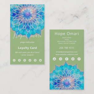 Bohemian Angel Mandala Soft Moss Green Loyalty Card