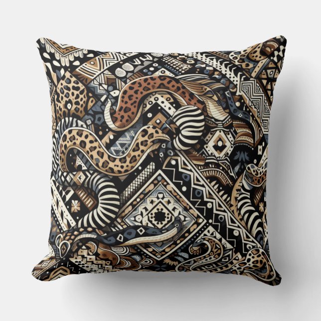 Bohemian Animal Patterns Snake Cushion (Front)