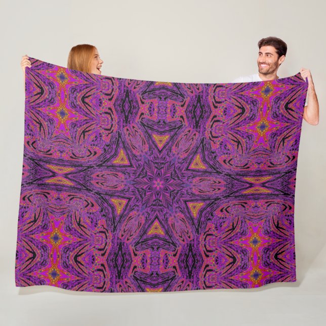 Bohemian Apple Blossom Purple Dream Cosy Fleece Blanket (In Situ)