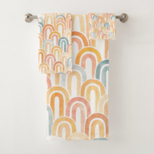Bohemian arch fish scale painted pattern bath towel set