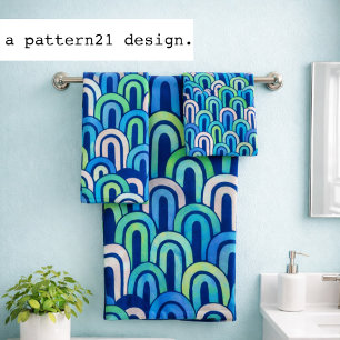 Bohemian arch fish scale painted pattern bath towel set