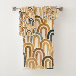 Bohemian arch fish scale painted pattern bath towel set