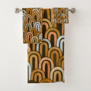 Bohemian arch fish scale painted pattern bath towel set