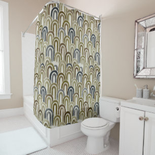 Bohemian arch fish scale painted pattern shower curtain