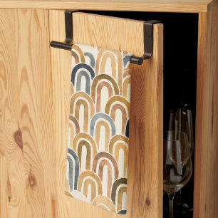 Bohemian arch fish scale painted pattern tea towel