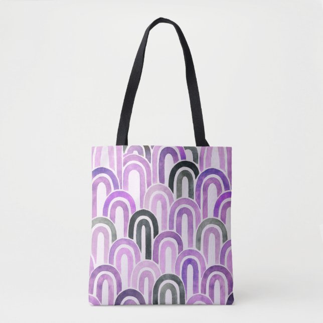 Bohemian arch fish scale painted pattern tote bag (Front)