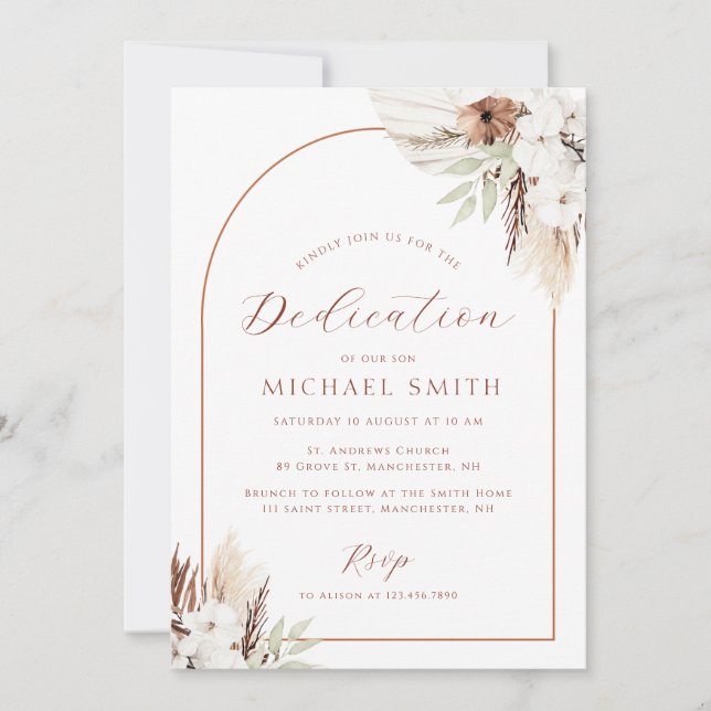 bohemian arch modern dedication invitation (Front)