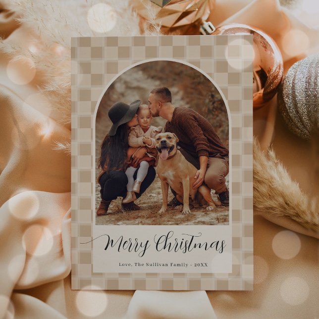 Bohemian Arch Script Christmas Holiday Photo Card  (Creator Uploaded)