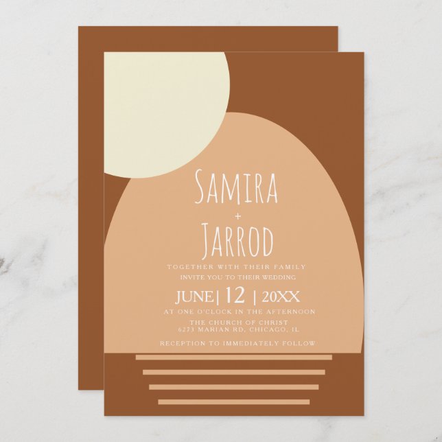 Bohemian Arch & Shapes Geometrical Wedding Invitation (Front/Back)