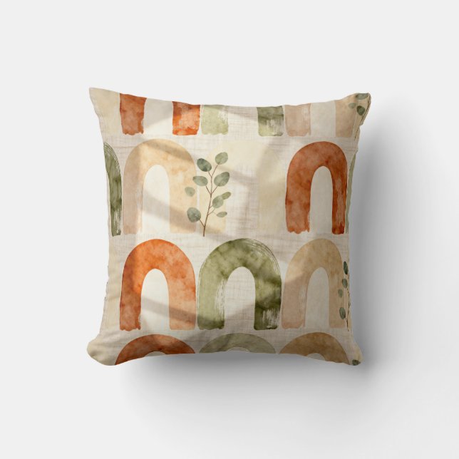 Bohemian Arch Watercolor Throw Pillow  (Front)