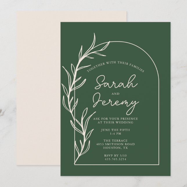 Bohemian Arched Evergreen Wedding | Invitation (Front/Back)