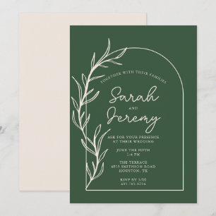 Bohemian Arched Evergreen Wedding   Invitation