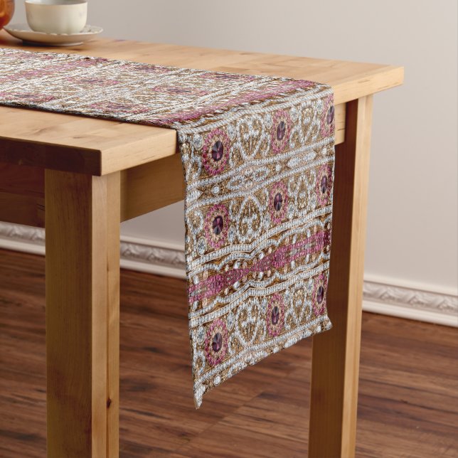bohemian art deco fashion wine red burgundy  medium table runner (In Situ)