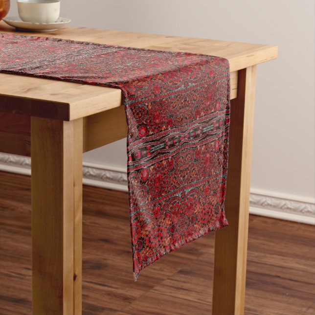 bohemian art deco fashion wine red burgundy  medium table runner (In Situ)