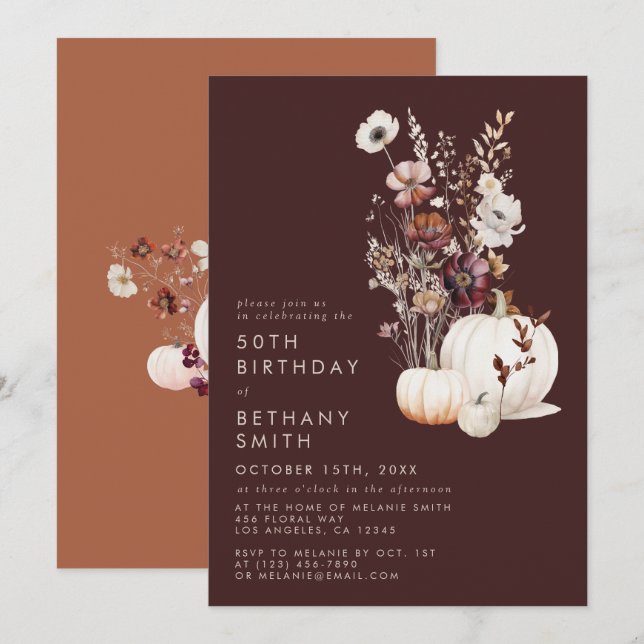 Bohemian Autumn Birthday Party Invitation (Front/Back)