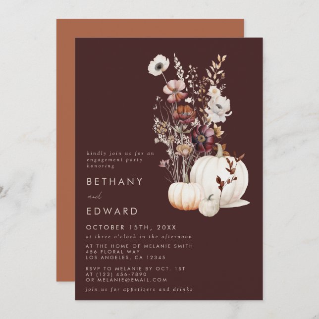 Bohemian Autumn Engagement Party Invitation (Front/Back)
