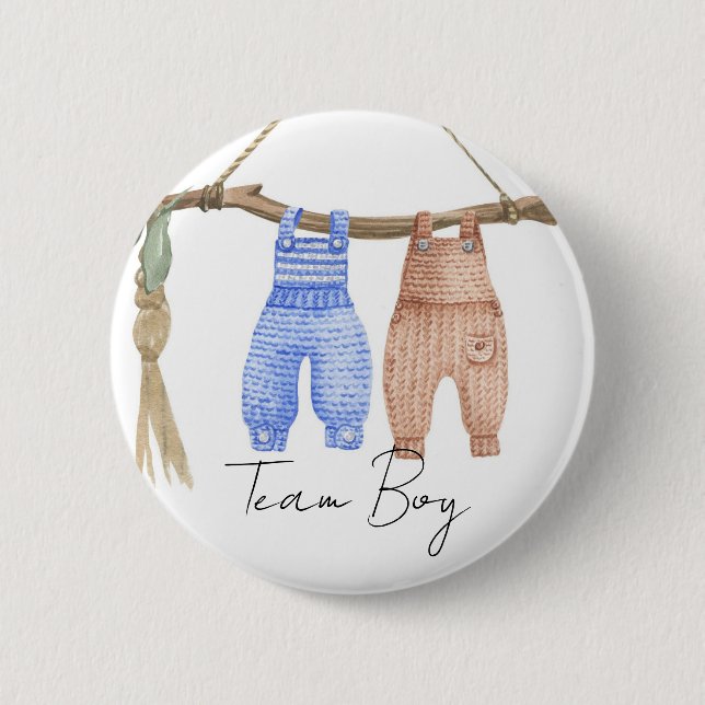 Bohemian Baby Clothes Team Boy Gender reveal 6 Cm Round Badge (Front)