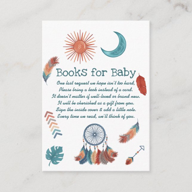 Bohemian Baby Shower Books for Baby  Enclosure Card (Front)