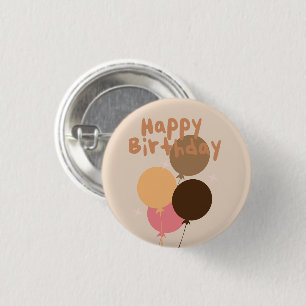 Bohemian Balloons Happy Birthday   3 Cm Round Badge