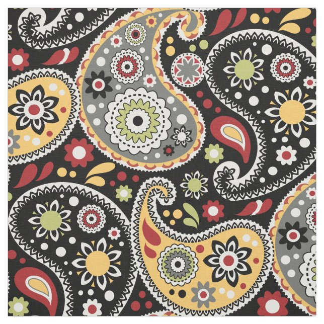 Bohemian Baroque Autumn Colors Paisley Print Fabric (Swatch)