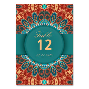Bohemian Batik Wedding Table Number Postcards