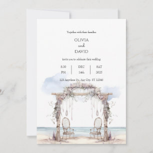 Bohemian Beach Ceremony Reception Arch Wedding  Invitation