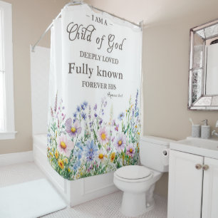 Bohemian Bible Verse Floral Shower Curtain