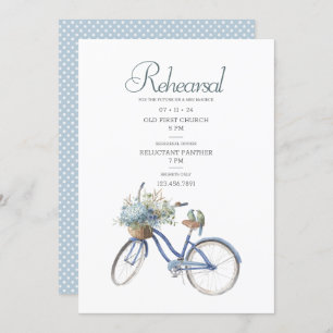 Bohemian Bicycle Watercolor Wedding Rehearsal Invitation