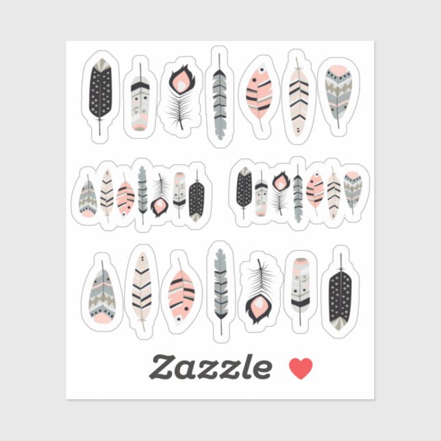 Bohemian Bird Feathers in Blush Pink Planner Sheet (Sheet)