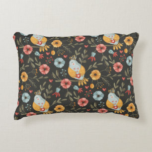 Bohemian Birds & Flowers Pattern - Nature-Inspired Decorative Cushion