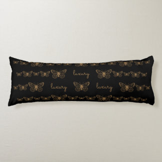 Bohemian Black Gold Luxury Butterflies Body Pillow